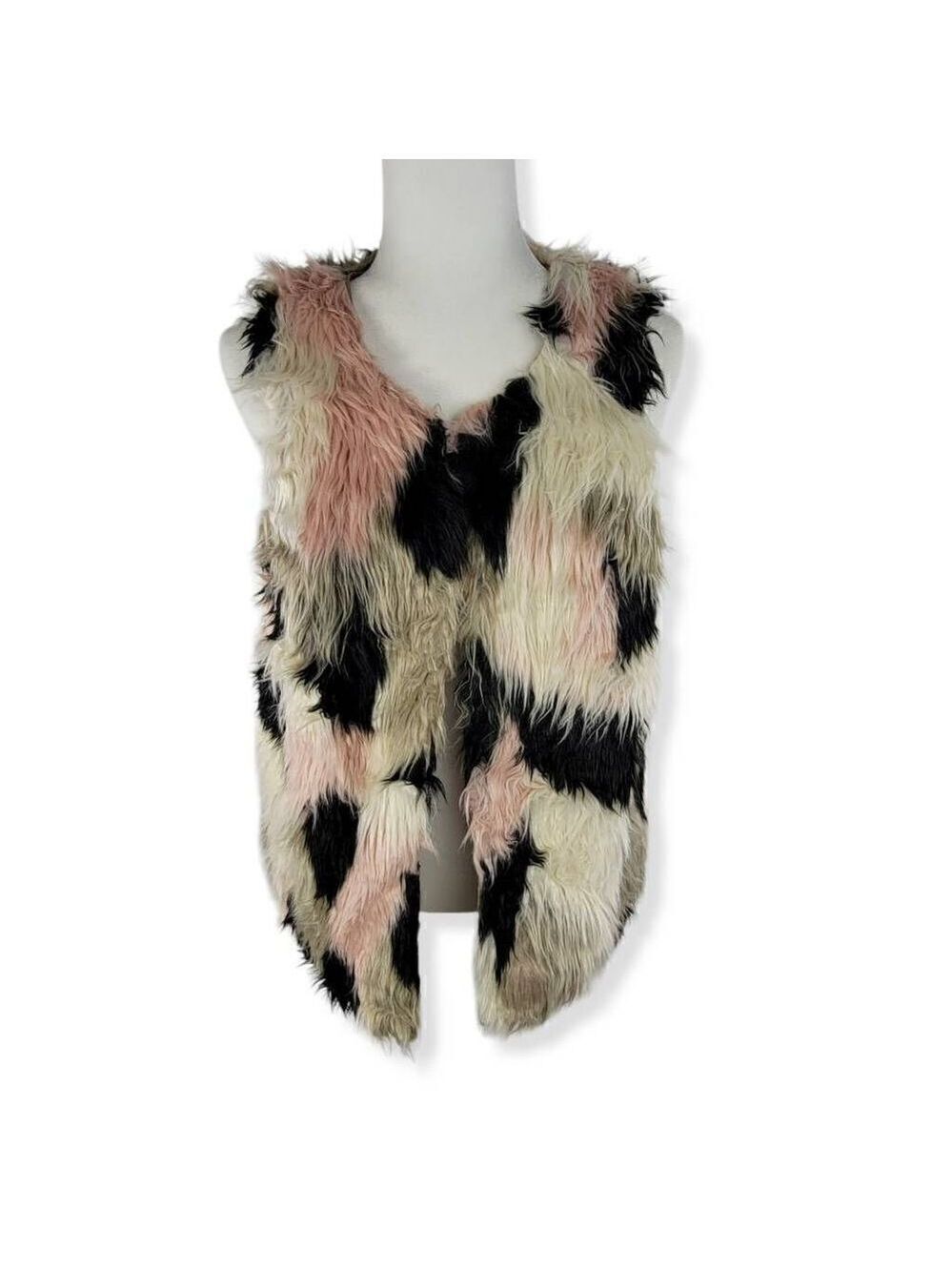 Say What sleeveless Faux Fur Vest Multi Colored  Large Juniors